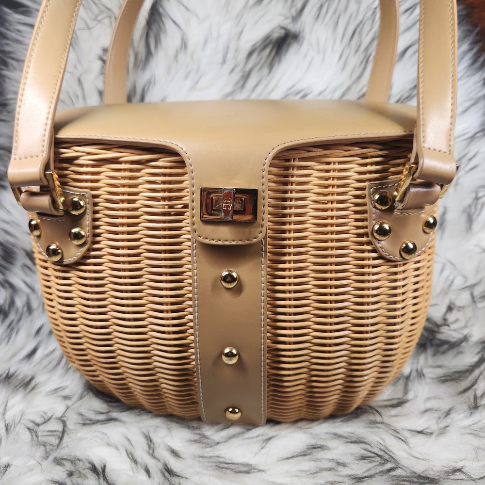 Vintage Etienne Aigner Rattan Shoulder Bag